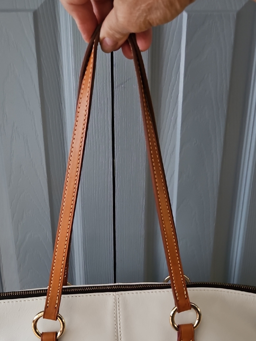 Dooney & Bourke Large Color Block White & Black Smooth Leather Tobi Tote - Picture 14 of 14